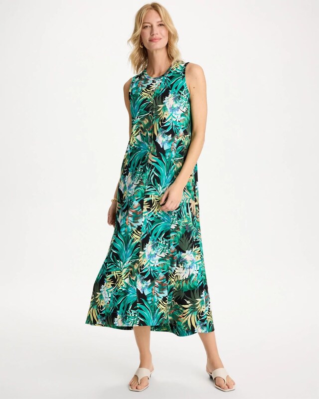 Palm Printed Knit Maxi Dress - image 1